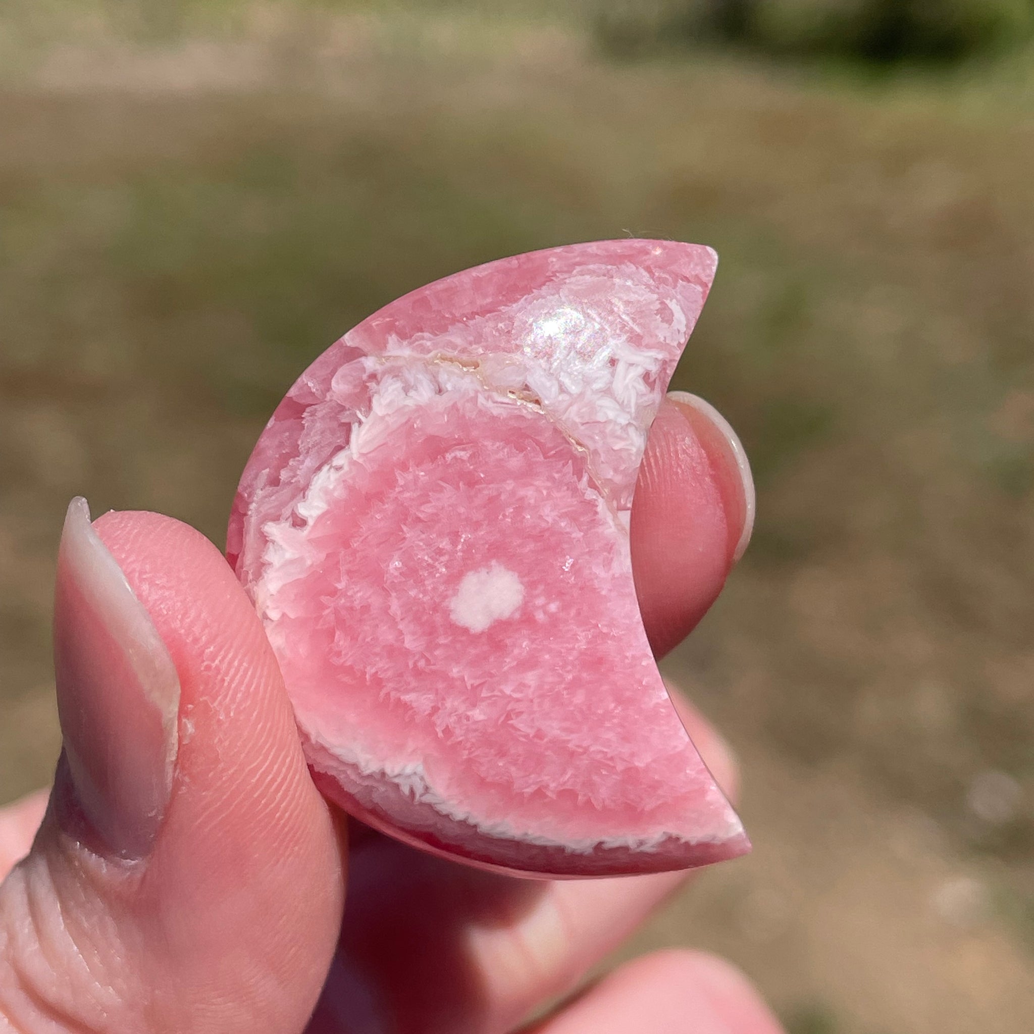 Rhodochrosite moons: Pink gemstones for love and healing