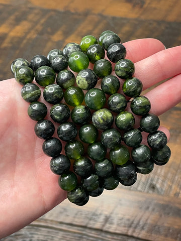 Deep Green Serpentine Beaded Bracelet