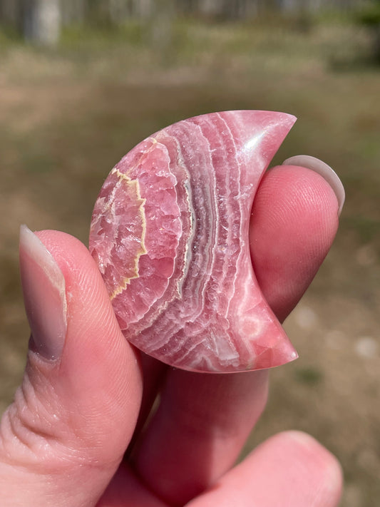 Rhodochrosite moons: Pink gemstones for love and healing