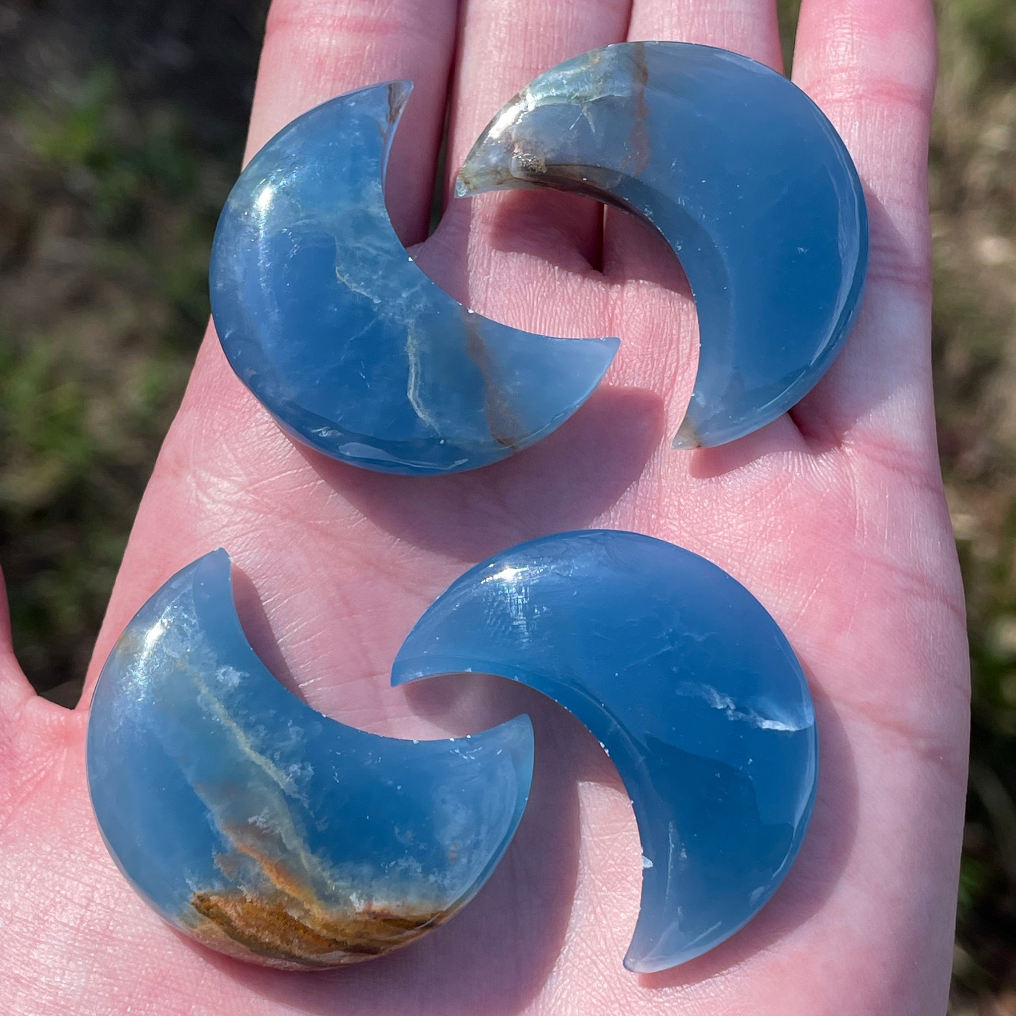 Lemurian Aquatine Calcite Moon (Rounded)