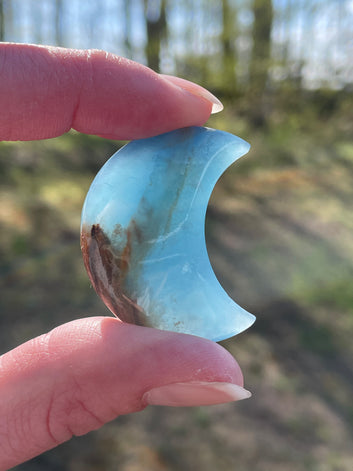 Lemurian Aquatine Calcite Moon (Rounded)