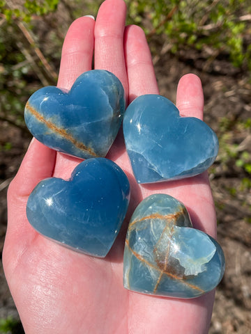Lemurian Calcite gemstones - hearts, moons, frogs - smooth, pastel hues