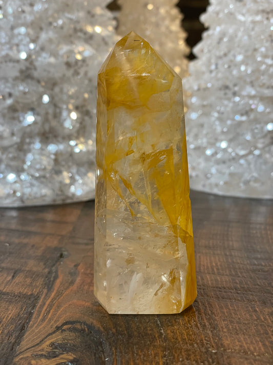 Exquisite Golden Healer Quartz of fine quality, emanating warmth and clarity in a pristine crystal specimen.
