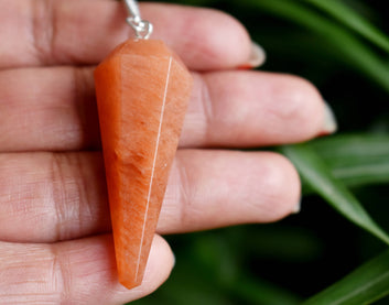 Natural Orange Aventurine Faceted Pendulum