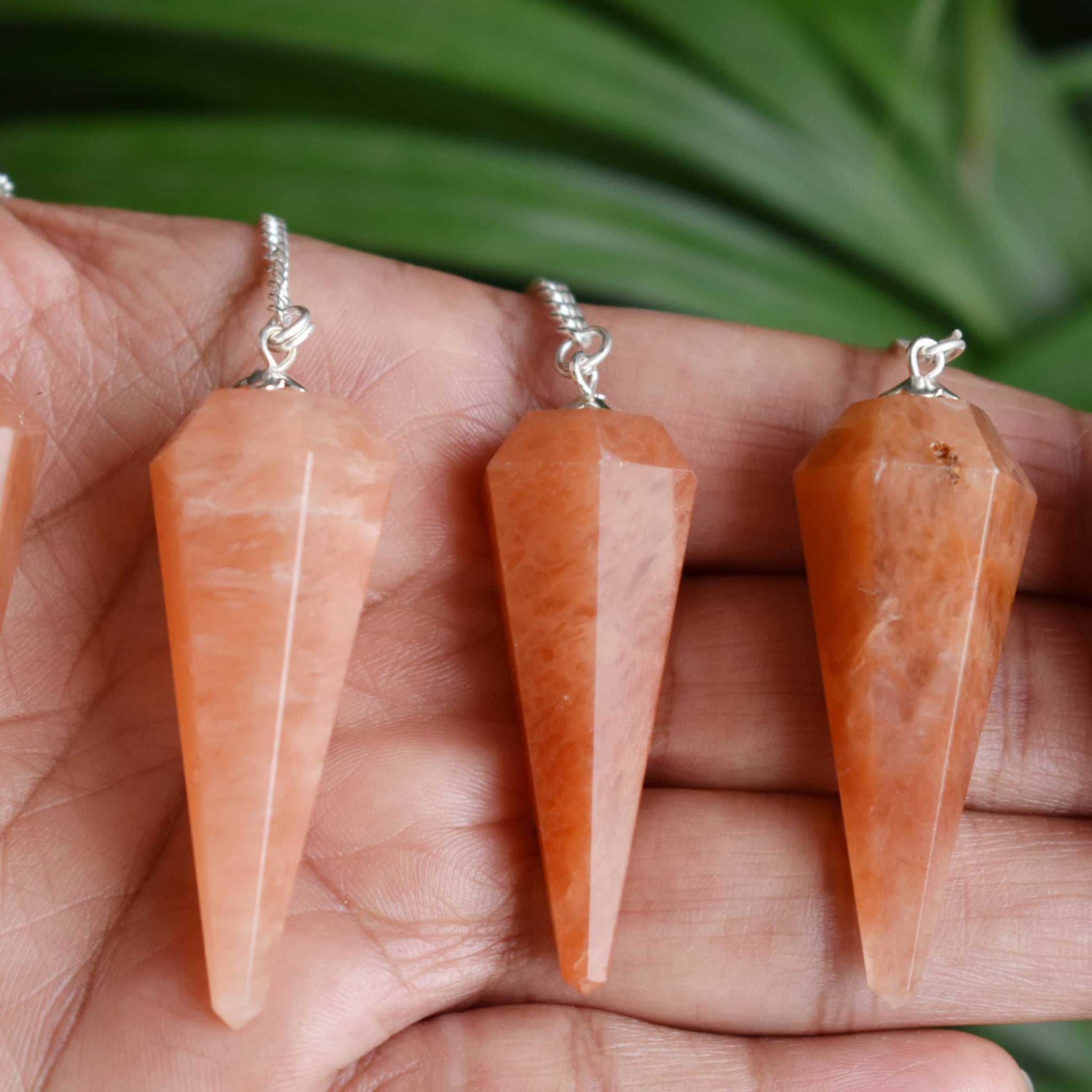 Natural Orange Aventurine Faceted Pendulum
