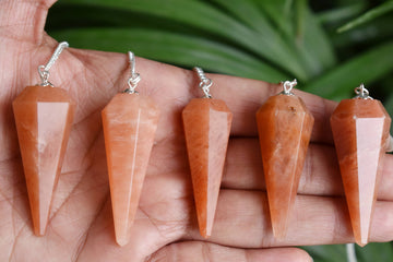 Natural Orange Aventurine Faceted Pendulum
