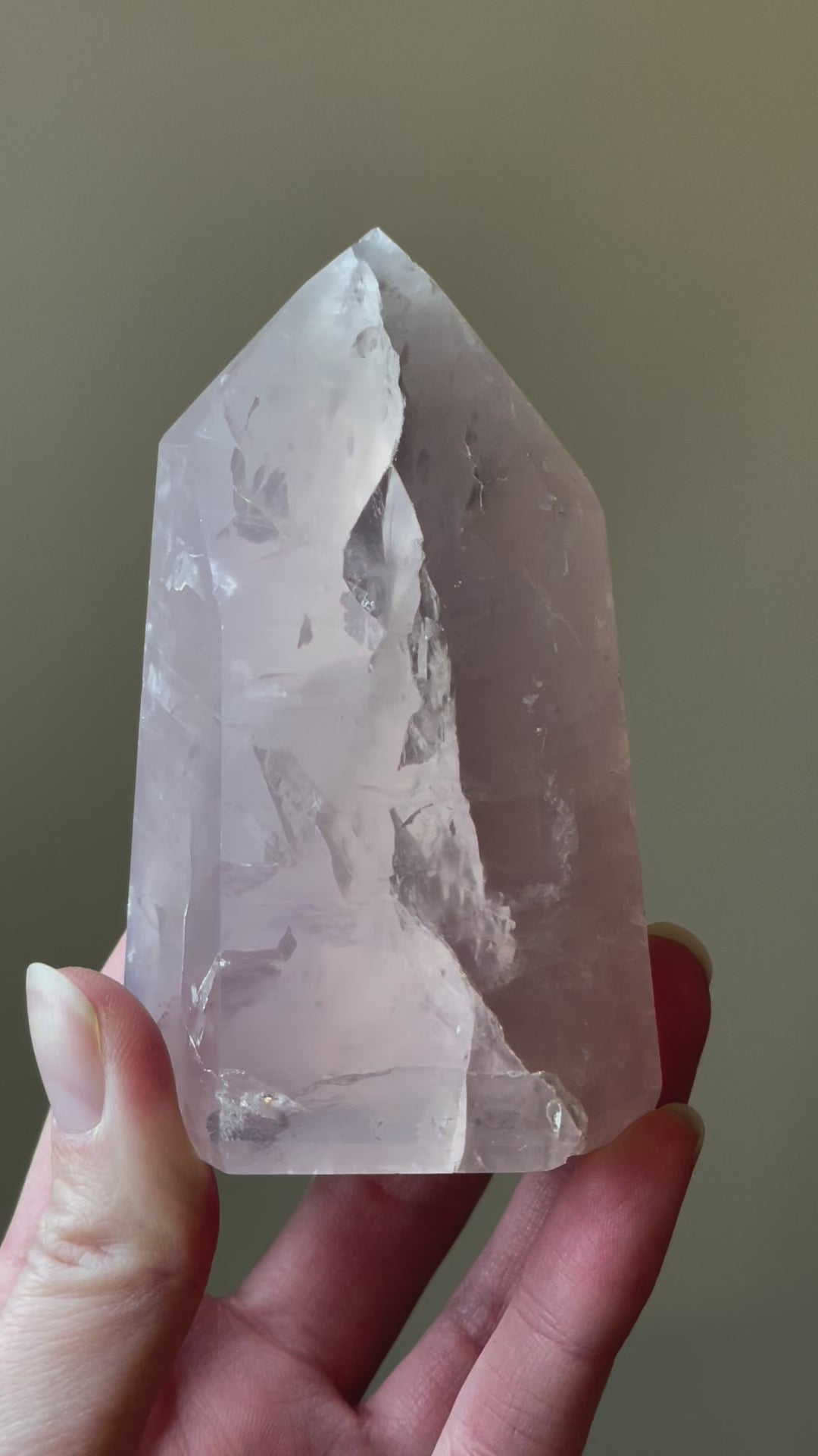 In this video, Elegant Rose Quartz tower, featuring soft pink tones and a graceful crystal formation for a serene and enchanting aesthetic