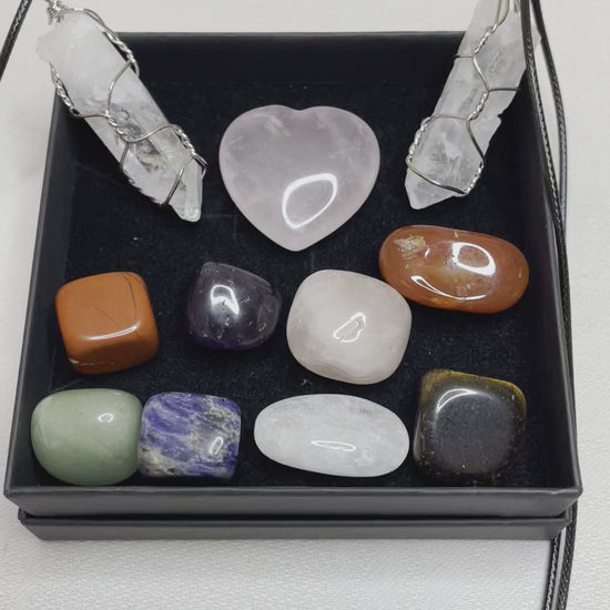 In this video, Chakra sets- a harmonious collection of crystals in vibrant colors, aligning with the body's energy centers to promote balance and well-being.
