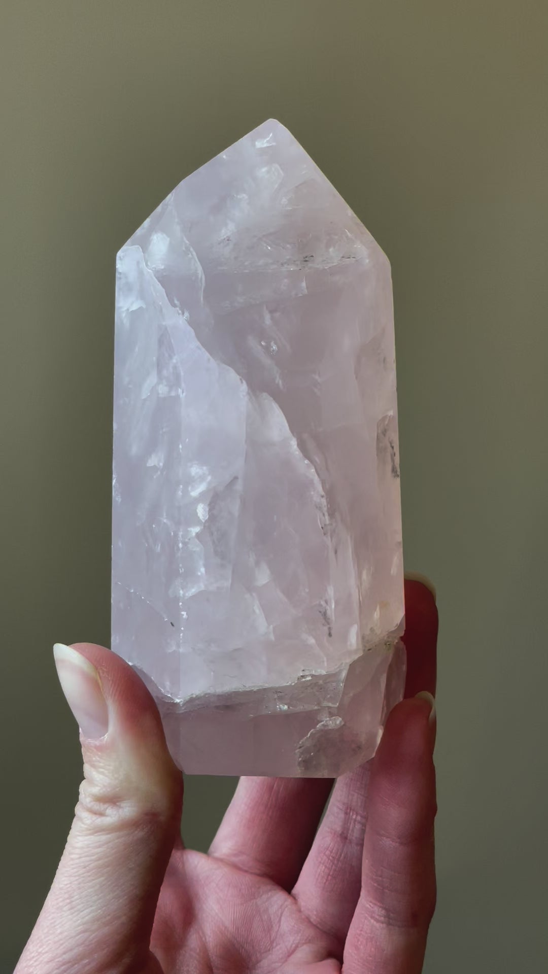 In this video, Elegant Rose Quartz tower, featuring soft pink tones and a graceful crystal formation for a serene and enchanting aesthetic