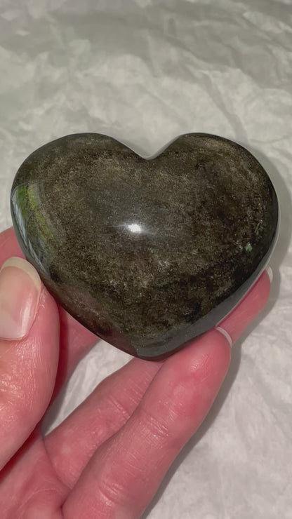 Gold Sheen Obsidian Heart