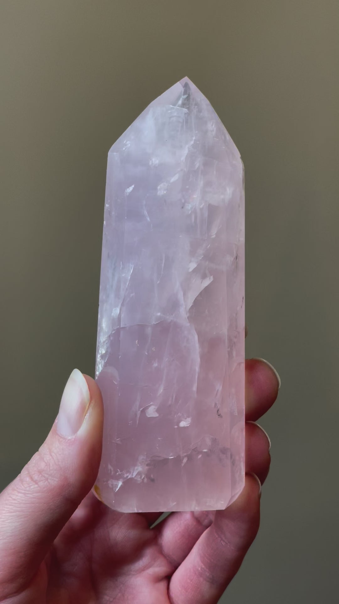 In this video, Elegant Rose Quartz tower, featuring soft pink tones and a graceful crystal formation for a serene and enchanting aesthetic
