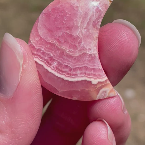 In this Video, Rhodochrosite moons: Pink gemstones for love and healing