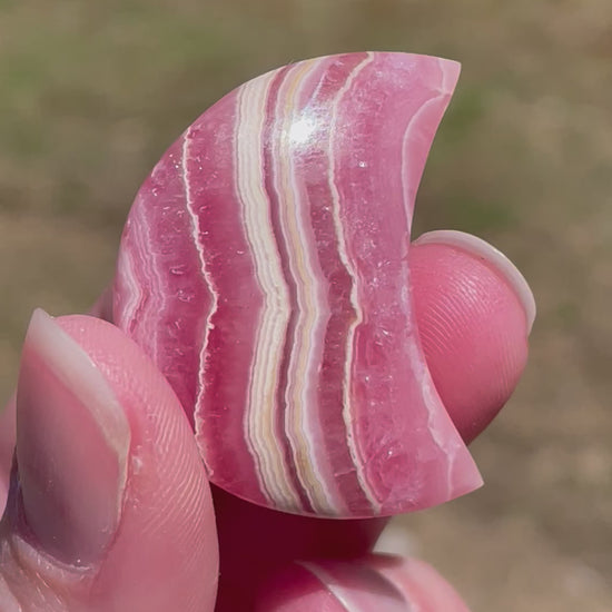 In this video, Rhodochrosite moons: Pink gemstones for love and healing
