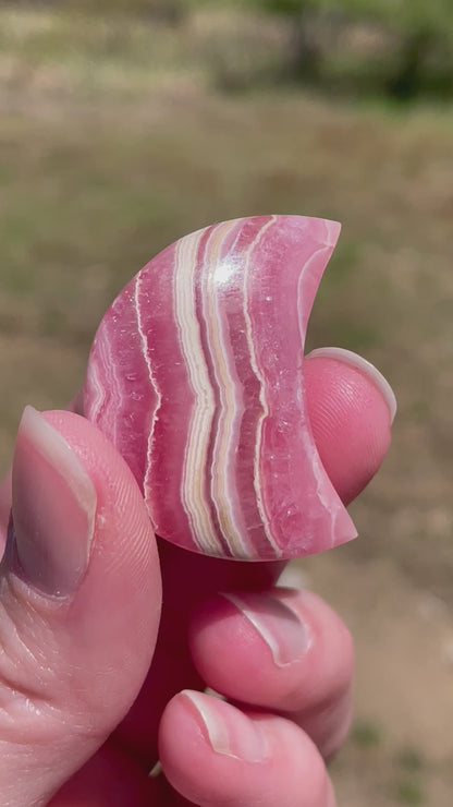 In this video, Rhodochrosite moons: Pink gemstones for love and healing