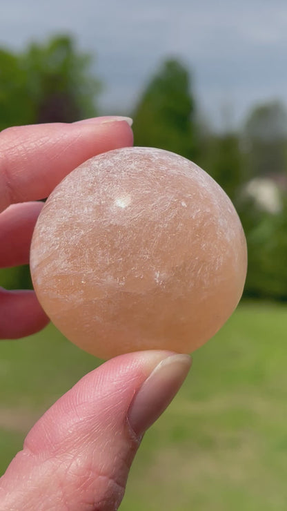 Peach Selenite/Satin Spar Small Sphere