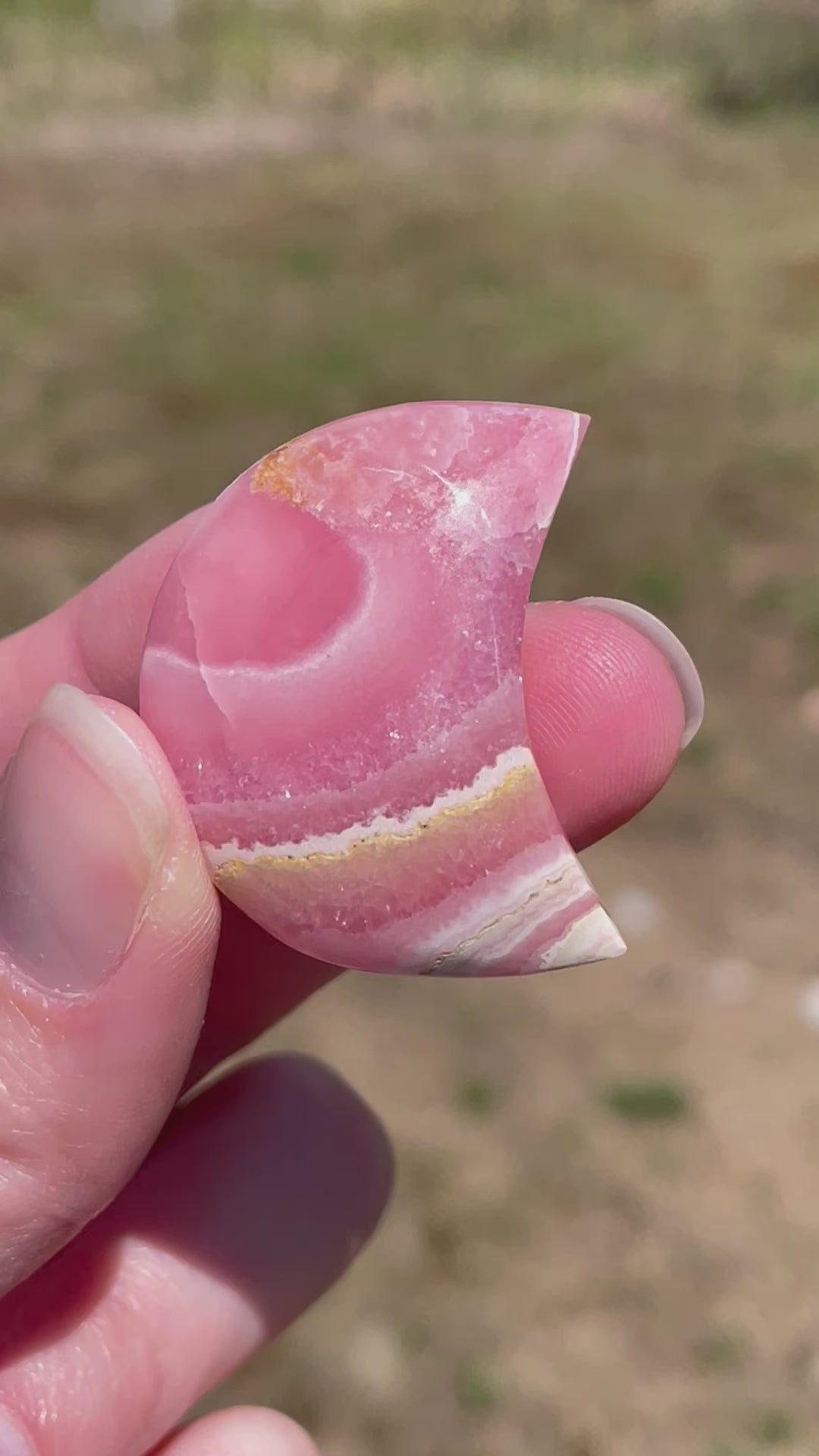 In this Video, Rhodochrosite moons: Pink gemstones for love and healing