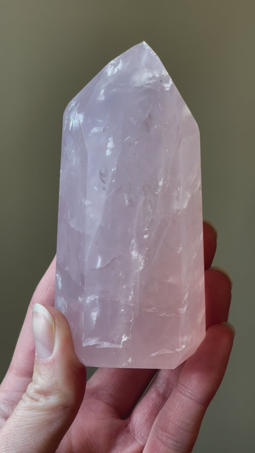 In this video, Elegant Rose Quartz tower, featuring soft pink tones and a graceful crystal formation for a serene and enchanting aesthetic