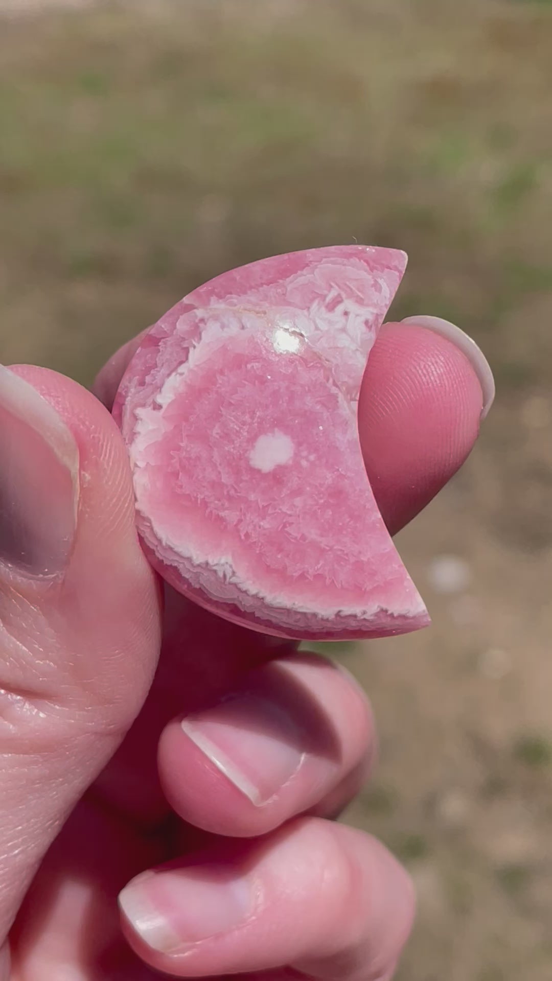 In this video, Rhodochrosite moons: Pink gemstones for love and healing