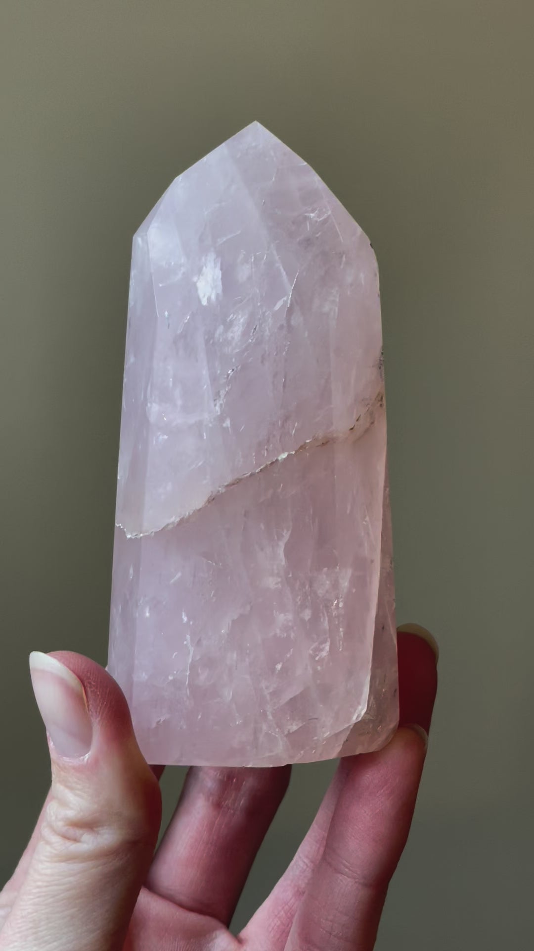 In this video, Elegant Rose Quartz tower, featuring soft pink tones and a graceful crystal formation for a serene and enchanting aesthetic